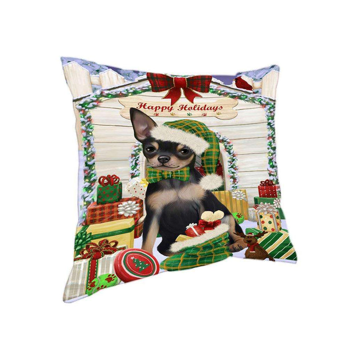 Happy Holidays Christmas Chihuahua Dog House with Presents Pillow PIL61992