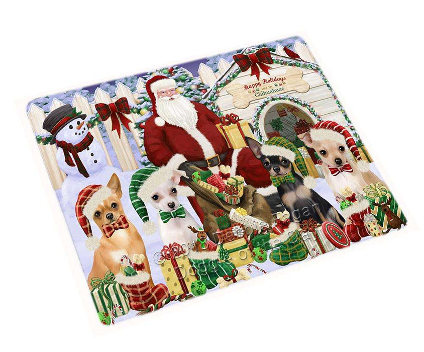 Happy Holidays Christmas Chihuahuas Dog House Gathering Cutting Board C58182