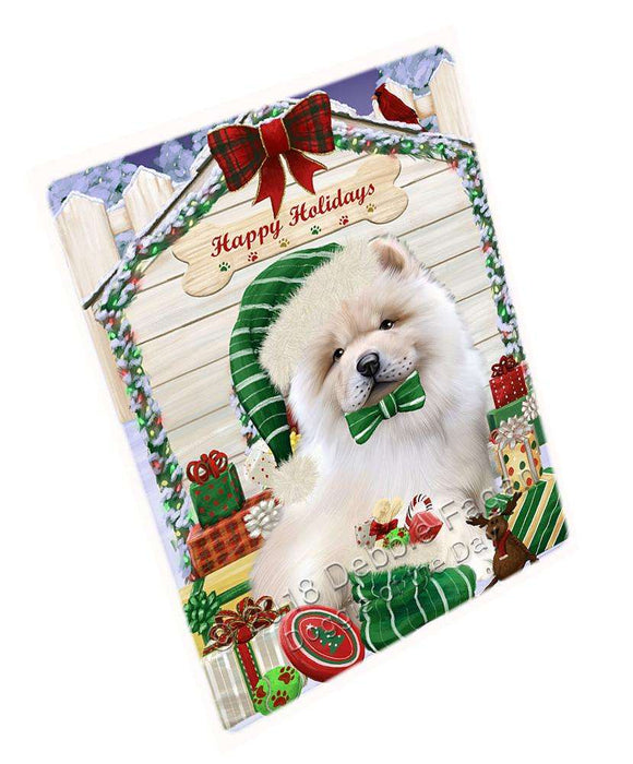 Happy Holidays Christmas Chow Chow Dog House with Presents Cutting Board C58260
