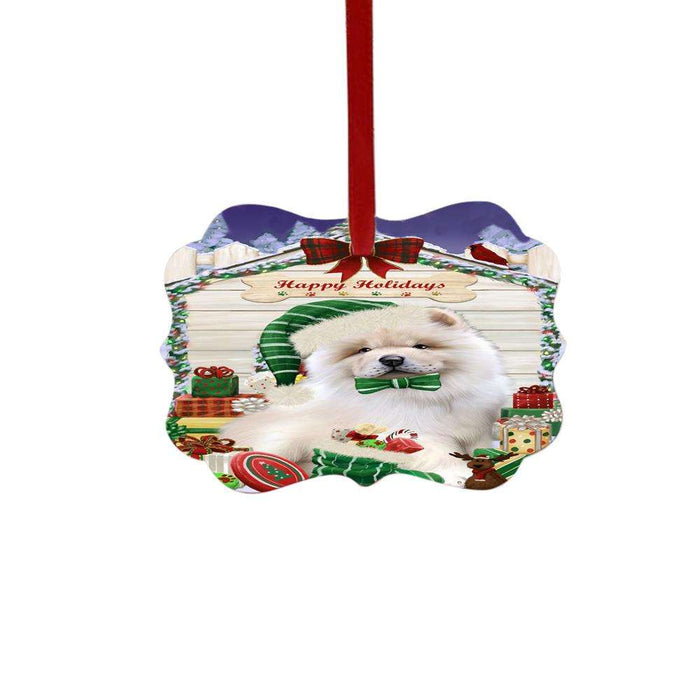 Happy Holidays Christmas Chow Chow House With Presents Double-Sided Photo Benelux Christmas Ornament LOR49843