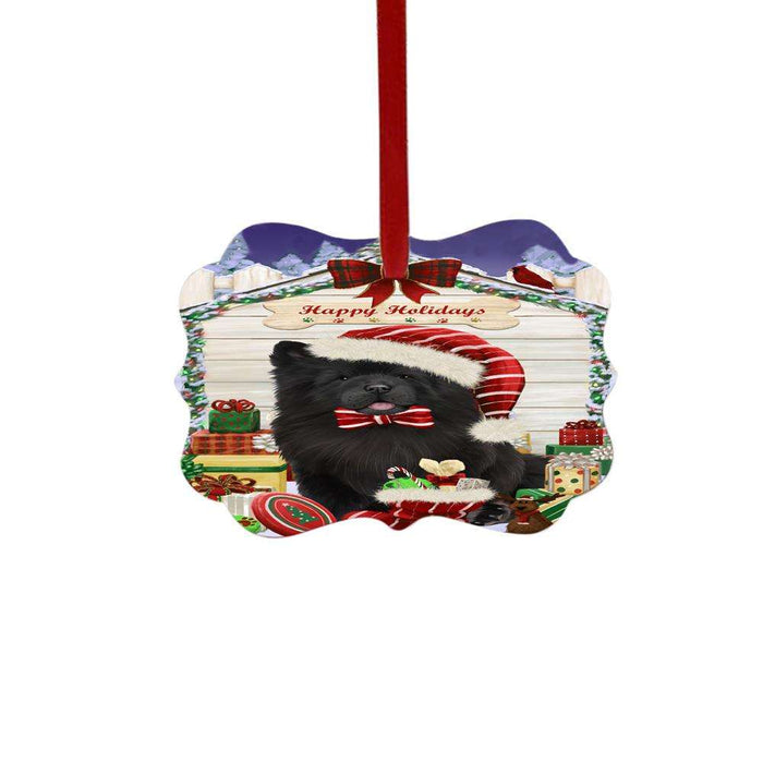 Happy Holidays Christmas Chow Chow House With Presents Double-Sided Photo Benelux Christmas Ornament LOR49845