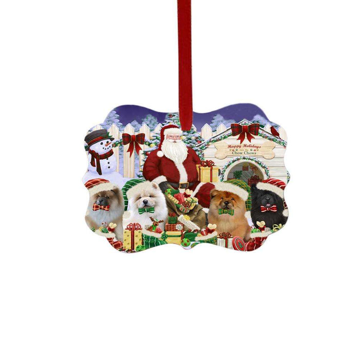 Happy Holidays Christmas Chow Chows Dog House Gathering Double-Sided Photo Benelux Christmas Ornament LOR49697