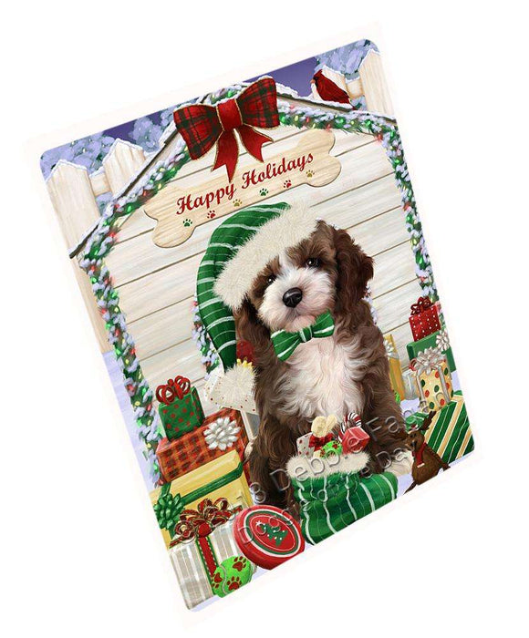 Happy Holidays Christmas Cockapoo Dog With Presents Blanket BLNKT90111