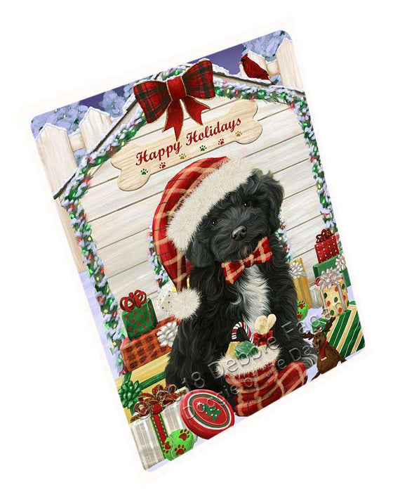 Happy Holidays Christmas Cockapoo Dog With Presents Blanket BLNKT90120