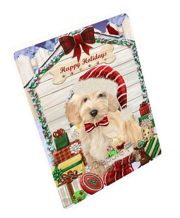 Happy Holidays Christmas Cockapoo Dog With Presents Blanket BLNKT90129