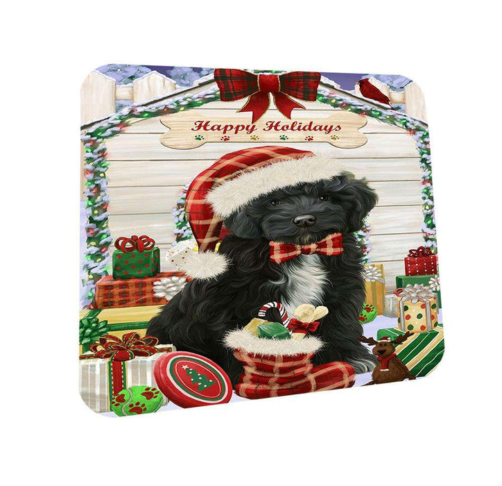 Happy Holidays Christmas Cockapoo Dog With Presents Coasters Set of 4 CST52607