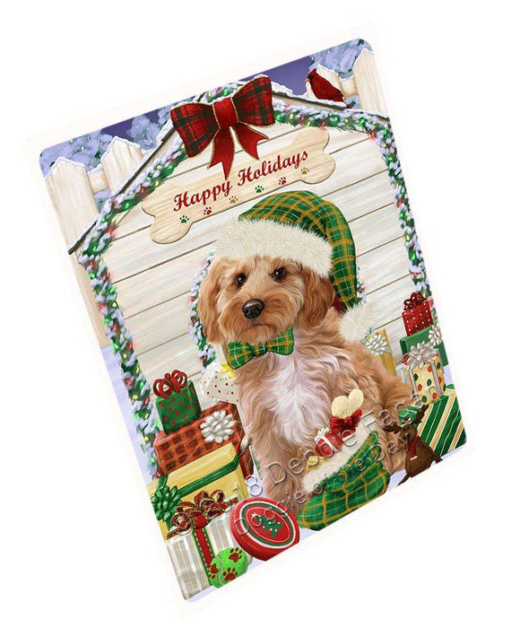 Happy Holidays Christmas Cockapoo Dog With Presents Large Refrigerator / Dishwasher Magnet RMAG76062