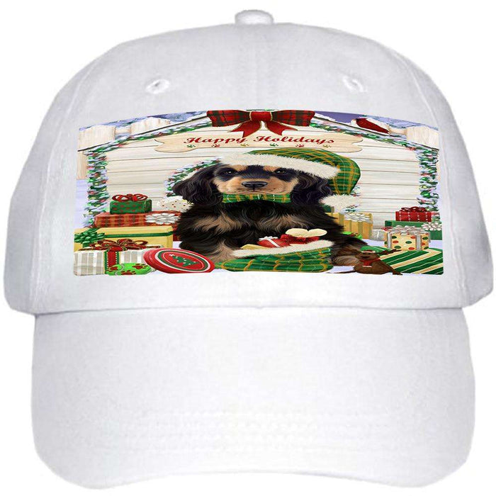 Happy Holidays Christmas Cocker Spaniel Dog With Presents Ball Hat Cap HAT61683