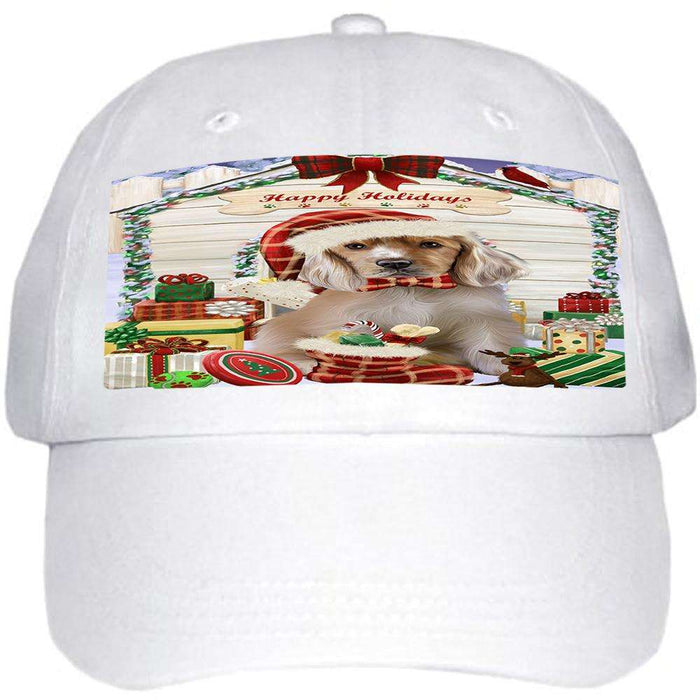 Happy Holidays Christmas Cocker Spaniel Dog With Presents Ball Hat Cap HAT61689