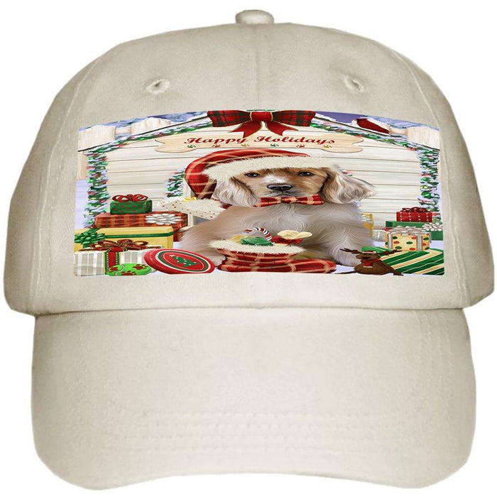 Happy Holidays Christmas Cocker Spaniel Dog With Presents Ball Hat Cap HAT61689