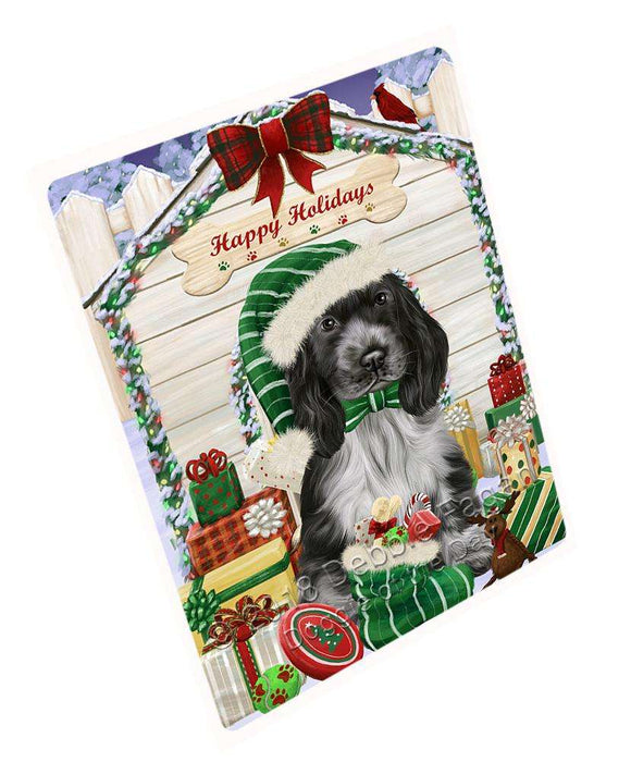 Happy Holidays Christmas Cocker Spaniel Dog With Presents Blanket BLNKT90147