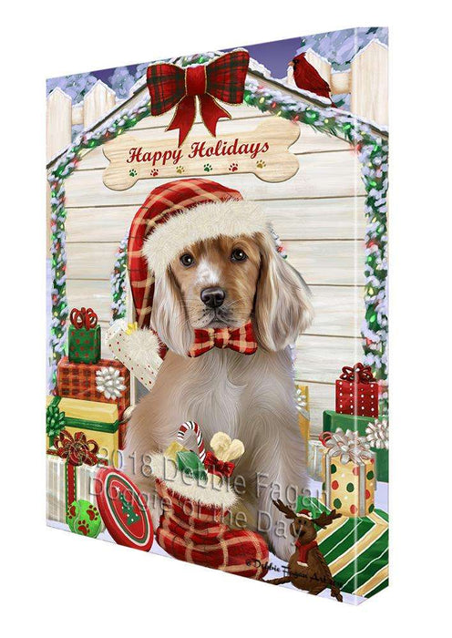 Happy Holidays Christmas Cocker Spaniel Dog With Presents Canvas Print Wall Art Décor CVS90665