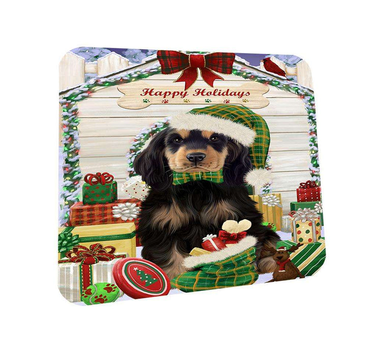 Happy Holidays Christmas Cocker Spaniel Dog With Presents Coasters Set of 4 CST52609