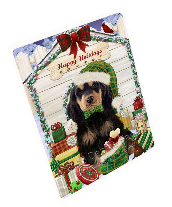 Happy Holidays Christmas Cocker Spaniel Dog With Presents Cutting Board C62043