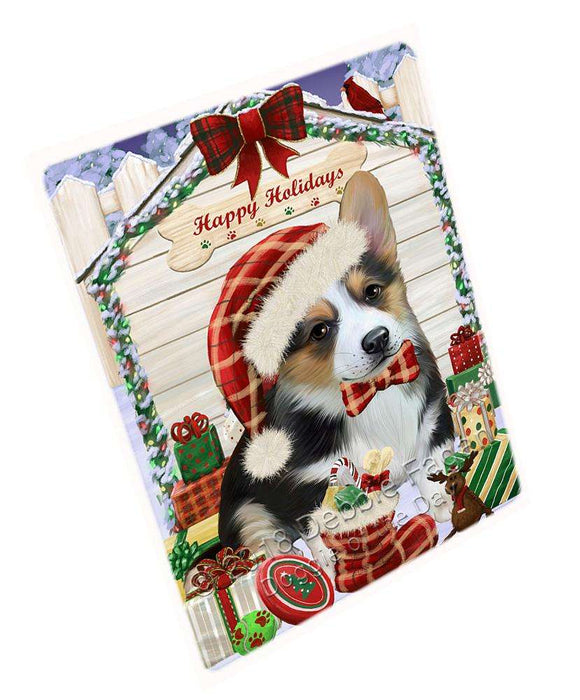 Happy Holidays Christmas Corgi Dog House with Presents Large Refrigerator / Dishwasher Magnet RMAG68550