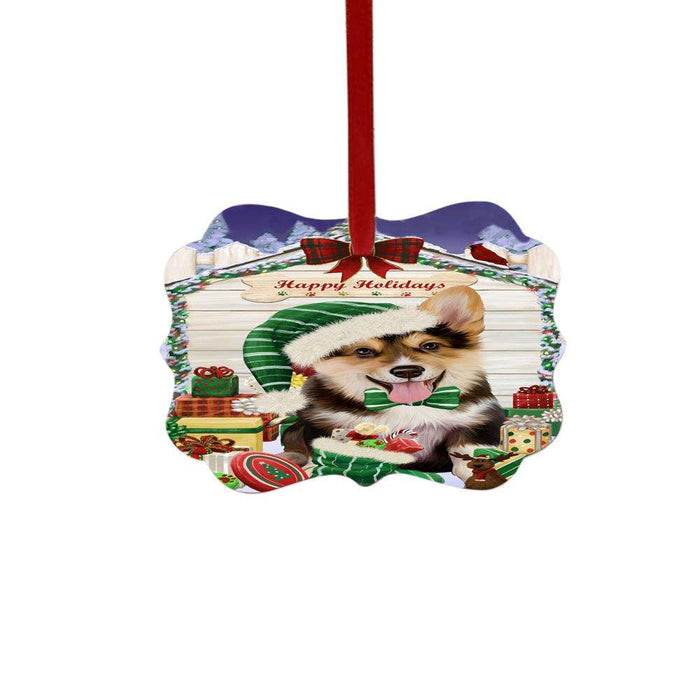 Happy Holidays Christmas Corgi House With Presents Double-Sided Photo Benelux Christmas Ornament LOR49847