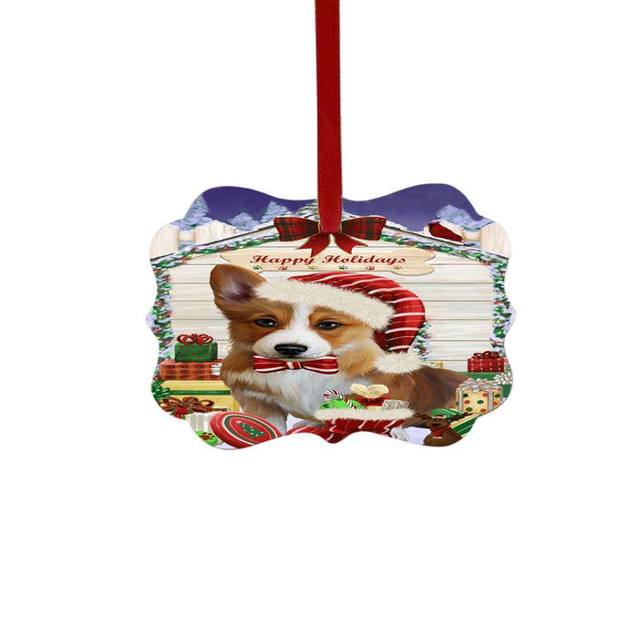 Happy Holidays Christmas Corgi House With Presents Double-Sided Photo Benelux Christmas Ornament LOR49849