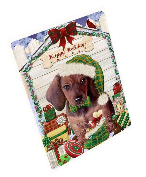 Happy Holidays Christmas Dachshund Dog House with Presents Large Refrigerator / Dishwasher Magnet RMAG68328