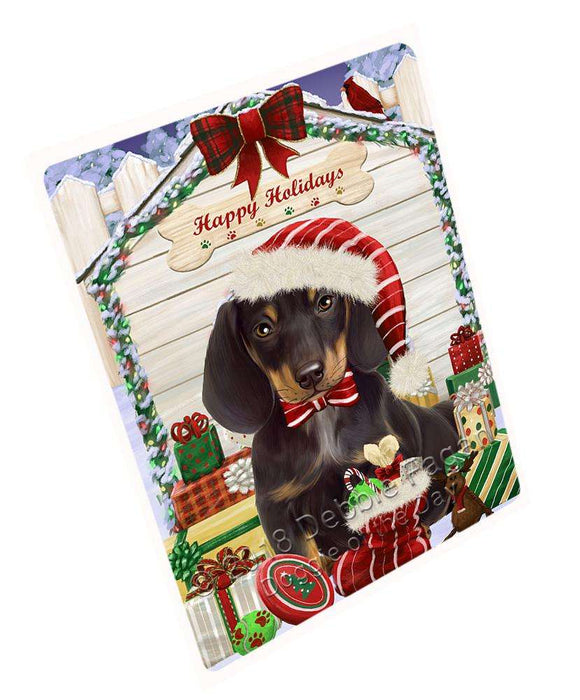 Happy Holidays Christmas Dachshund Dog House with Presents Large Refrigerator / Dishwasher Magnet RMAG68346