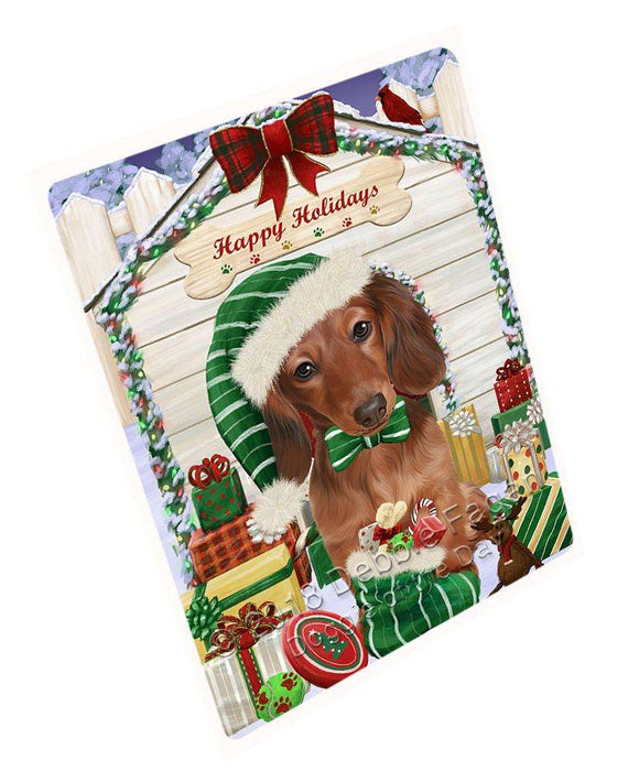 Happy Holidays Christmas Dachshund Dog House With Presents Magnet Mini (3.5" x 2") MAG58167