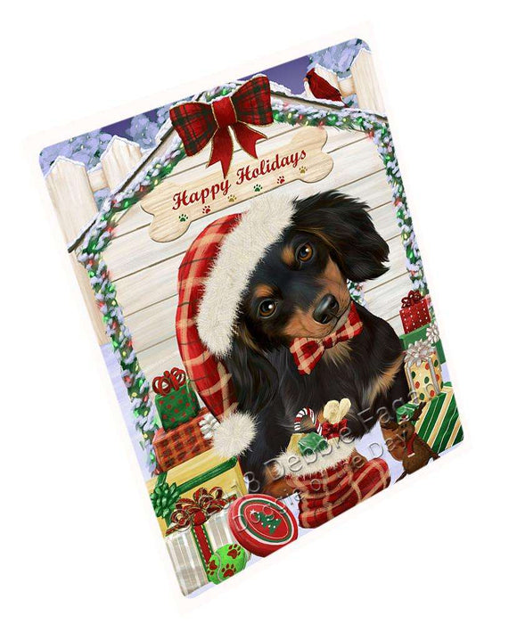 Happy Holidays Christmas Dachshund Dog House With Presents Magnet Mini (3.5" x 2") MAG58170