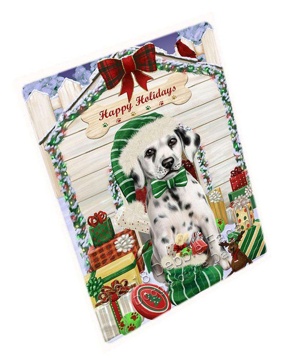 Happy Holidays Christmas Dalmatian Dog House with Presents Large Refrigerator / Dishwasher Magnet RMAG68568