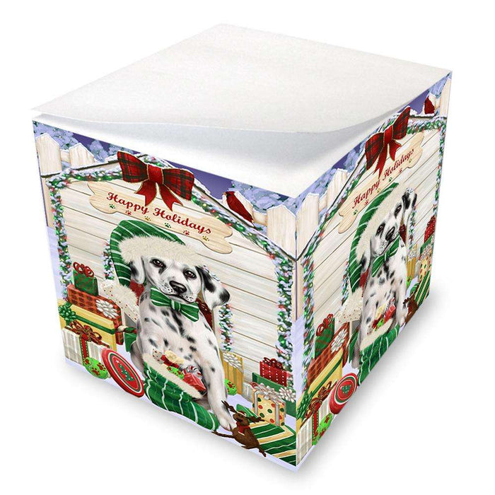 Happy Holidays Christmas Dalmatian Dog House with Presents Note Cube NOC51405