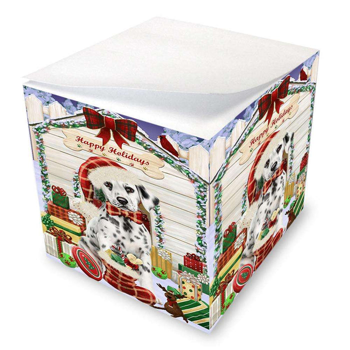 Happy Holidays Christmas Dalmatian Dog House with Presents Note Cube NOC51406