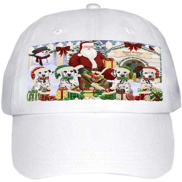 Happy Holidays Christmas Dalmatians Dog House Gathering Ball Hat Cap HAT58080