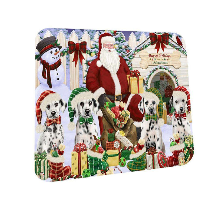 Happy Holidays Christmas Dalmatians Dog House Gathering Coasters Set of 4 CST51408