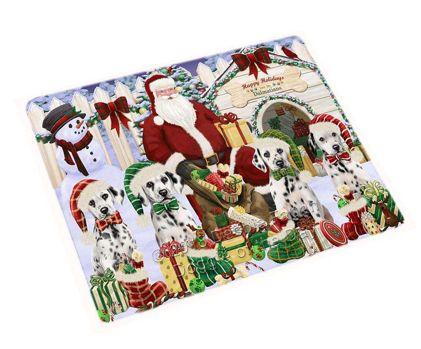 Happy Holidays Christmas Dalmatians Dog House Gathering Cutting Board C58191