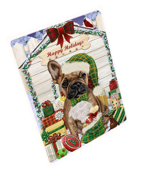 Happy Holidays Christmas French Bulldog House with Presents Large Refrigerator / Dishwasher Magnet RMAG68610