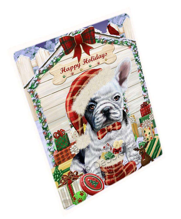 Happy Holidays Christmas French Bulldog House with Presents Large Refrigerator / Dishwasher Magnet RMAG68622