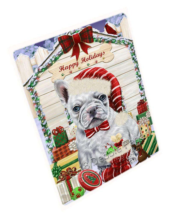 Happy Holidays Christmas French Bulldog House with Presents Large Refrigerator / Dishwasher Magnet RMAG68628