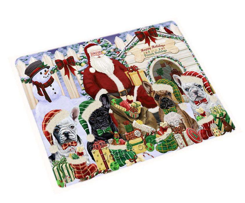 Happy Holidays Christmas French Bulldogs House Gathering Cutting Board C58197