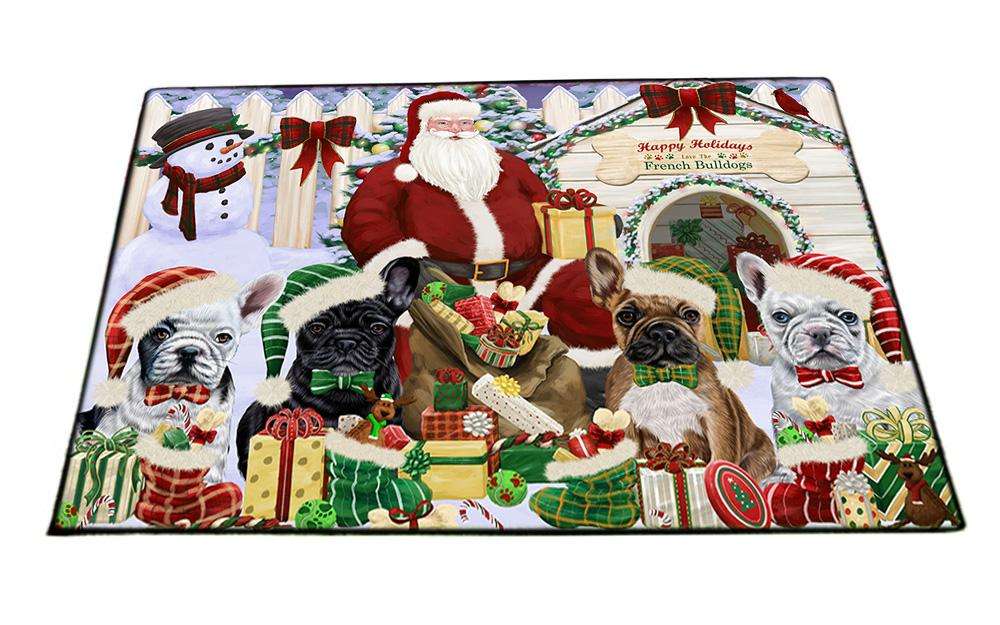 Happy Holidays Christmas French Bulldogs House Gathering Floormat FLMS51108