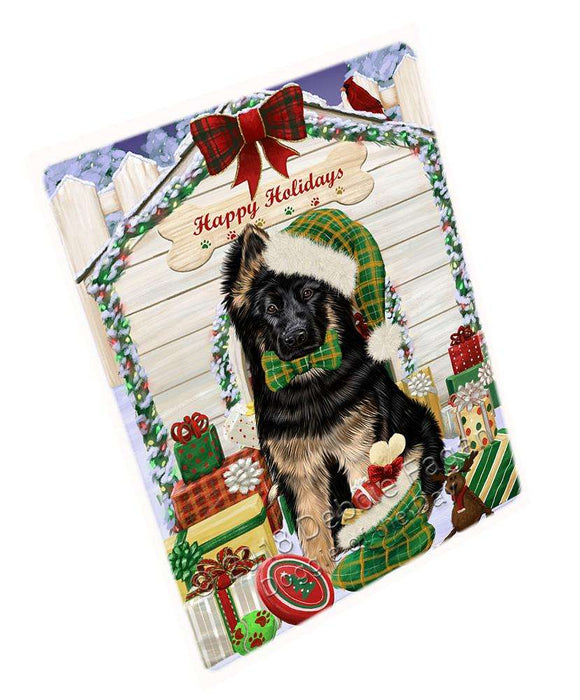 Happy Holidays Christmas German Shepherd Dog House with Presents Large Refrigerator / Dishwasher Magnet RMAG68634