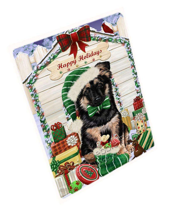 Happy Holidays Christmas German Shepherd Dog House with Presents Large Refrigerator / Dishwasher Magnet RMAG68640