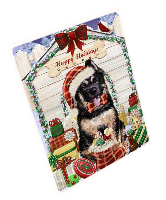 Happy Holidays Christmas German Shepherd Dog House with Presents Large Refrigerator / Dishwasher Magnet RMAG68646