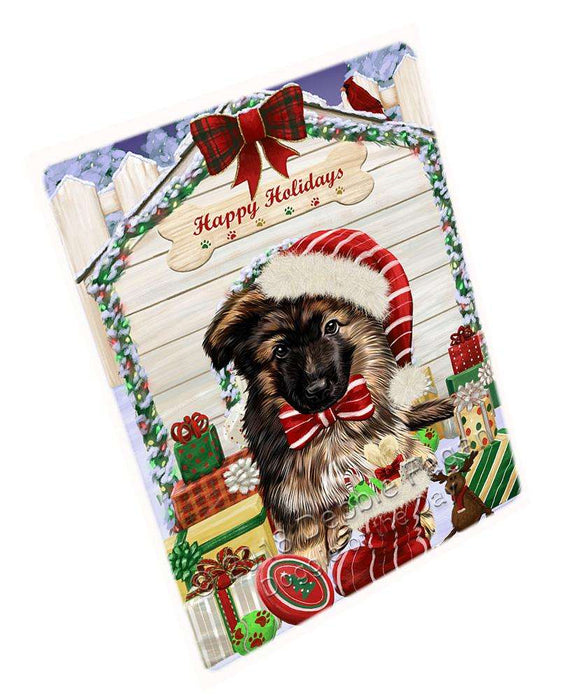 Happy Holidays Christmas German Shepherd Dog House with Presents Large Refrigerator / Dishwasher Magnet RMAG69102