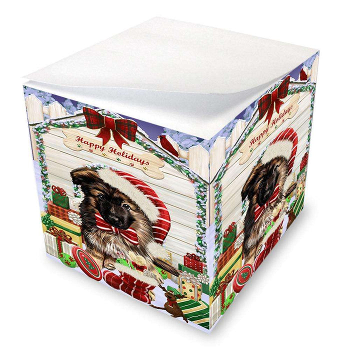 Happy Holidays Christmas German Shepherd Dog House with Presents Note Cube NOC51419