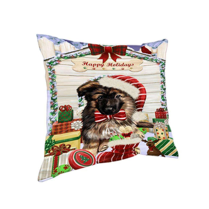Happy Holidays Christmas German Shepherd Dog House with Presents Pillow PIL62100