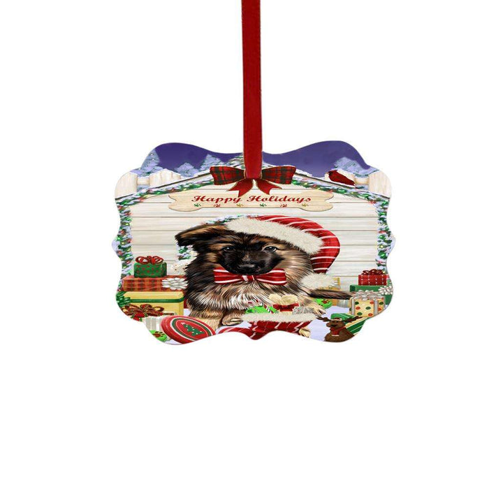 Happy Holidays Christmas German Shepherd House With Presents Double-Sided Photo Benelux Christmas Ornament LOR49869