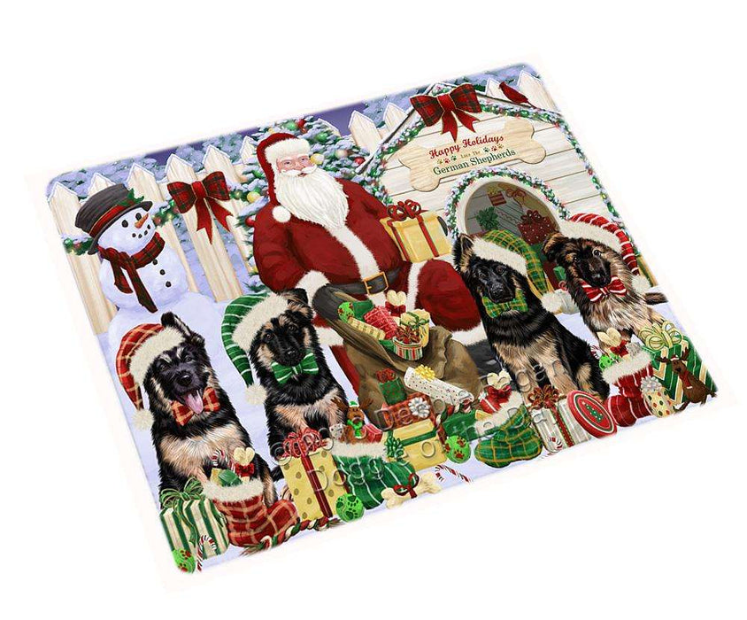 Happy Holidays Christmas German Shepherds Dog House Gathering Large Refrigerator / Dishwasher Magnet RMAG68400