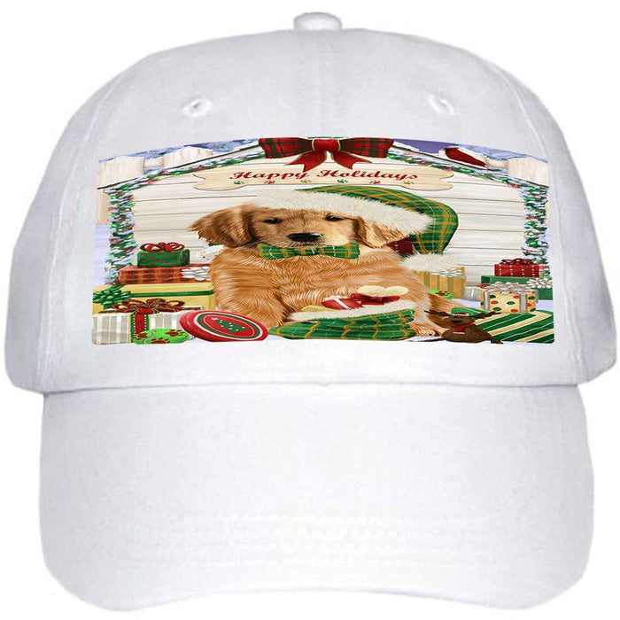 Happy Holidays Christmas Golden Retriever Dog House with Presents Coasters Set of 4 CST51379