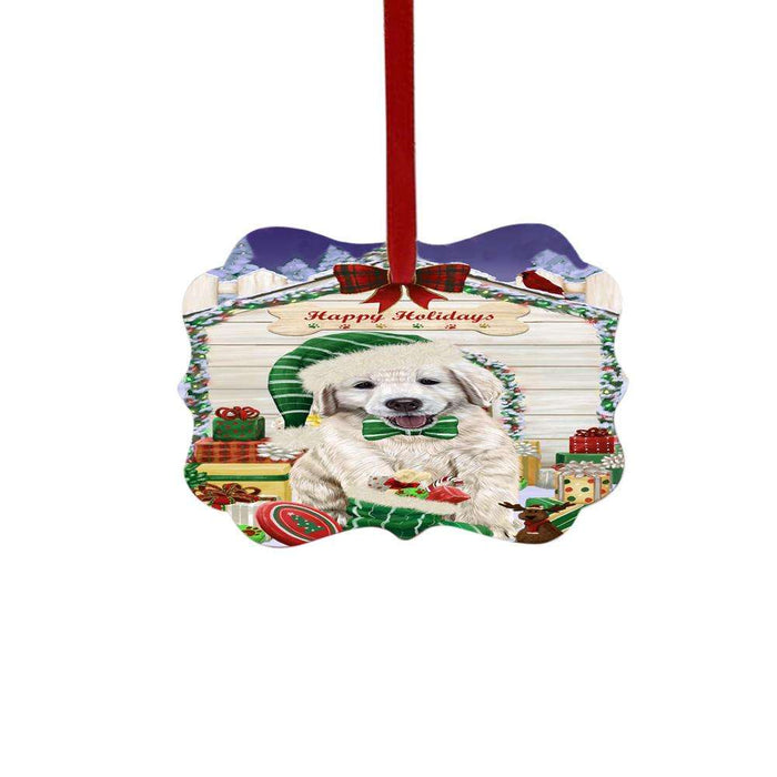 Happy Holidays Christmas Golden Retriever House With Presents Double-Sided Photo Benelux Christmas Ornament LOR49871
