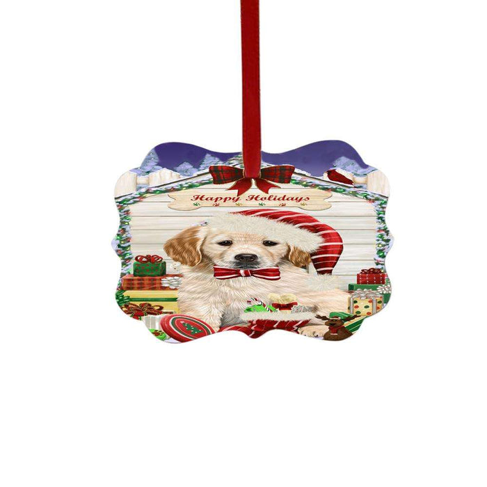 Happy Holidays Christmas Golden Retriever House With Presents Double-Sided Photo Benelux Christmas Ornament LOR49873