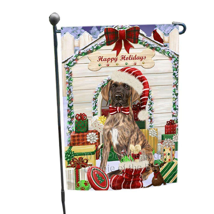 Happy Holidays Christmas Great Dane Dog House with Presents Garden Flag GFLG51364
