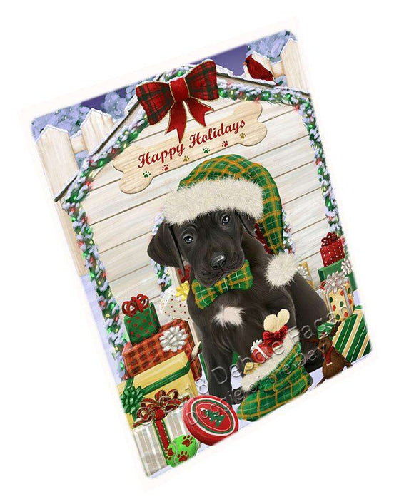 Happy Holidays Christmas Great Dane Dog House with Presents Large Refrigerator / Dishwasher Magnet RMAG68682