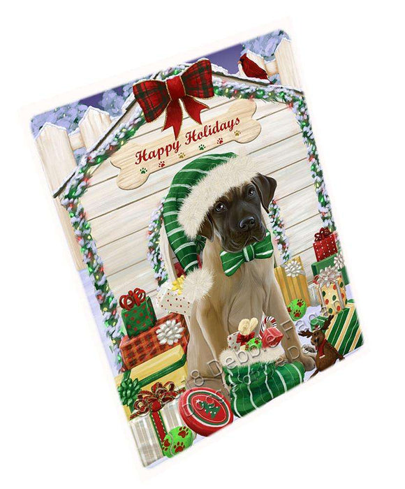 Happy Holidays Christmas Great Dane Dog House with Presents Large Refrigerator / Dishwasher Magnet RMAG68688